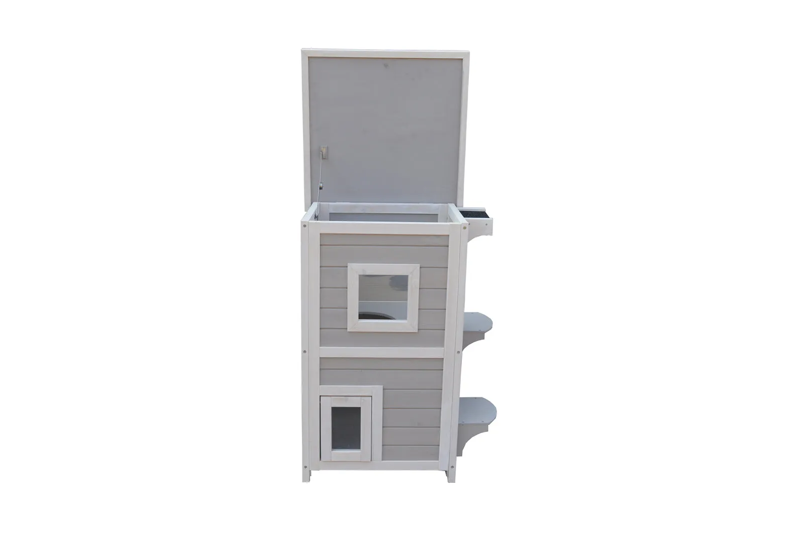 2-Story Rainproof Kitty House with Escape Door | Cat Shelter Condo