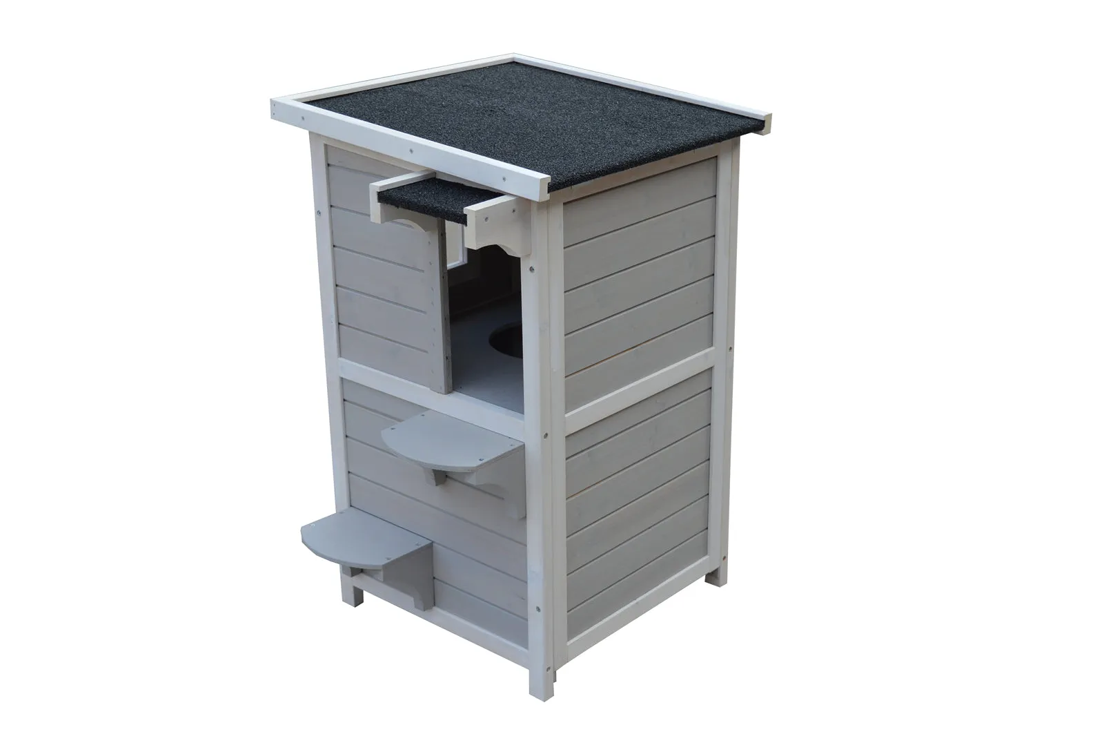 2-Story Rainproof Kitty House with Escape Door | Cat Shelter Condo