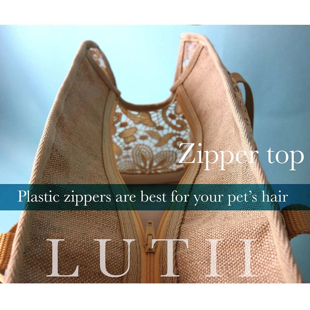 dog carrier, non-overheating, spring/summer lightweight lace pet tote "Summer Wheat"