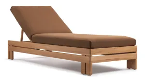 Lusso - Lusso Outdoor Lounger, Natural Teak with Mocha Cushions
