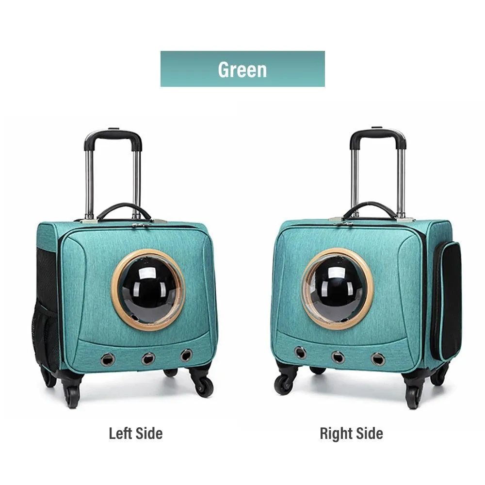 Pet Traveling Carrier Trolley Case With Space Capsule